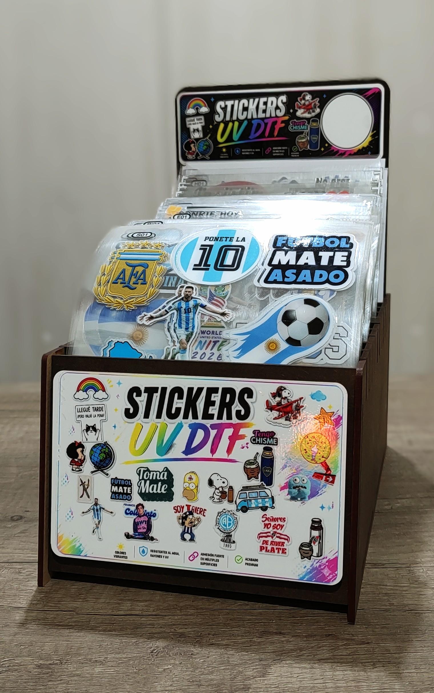 MUESTRARIO CON STICKERS UV DTF
